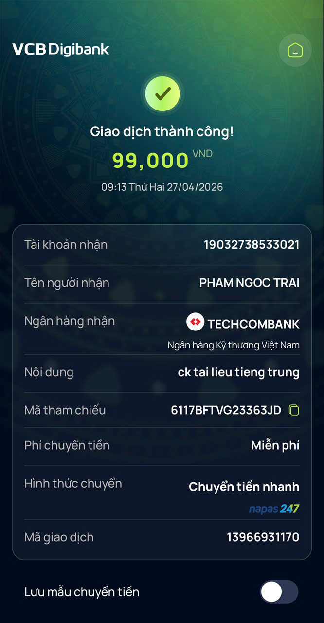 Giao dịch thành công